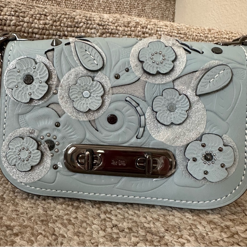 Coach Swagger 20 Tea Rose shoulder bag 2way blue floral feminine NEW - Picture 2 of 12